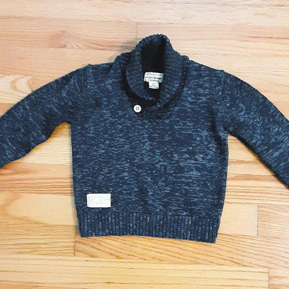 Lucky Brand Shawl Collar Sweater 2T Boys Blue Marbled Top - Picture 2 of 7
